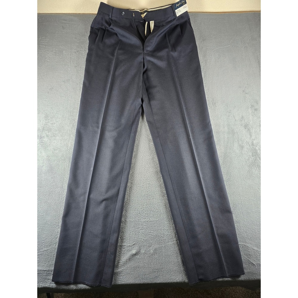 Joseph & Feiss Gold Mens Navy Blue 100% Wool Pleated Dress Pants 38R NWT